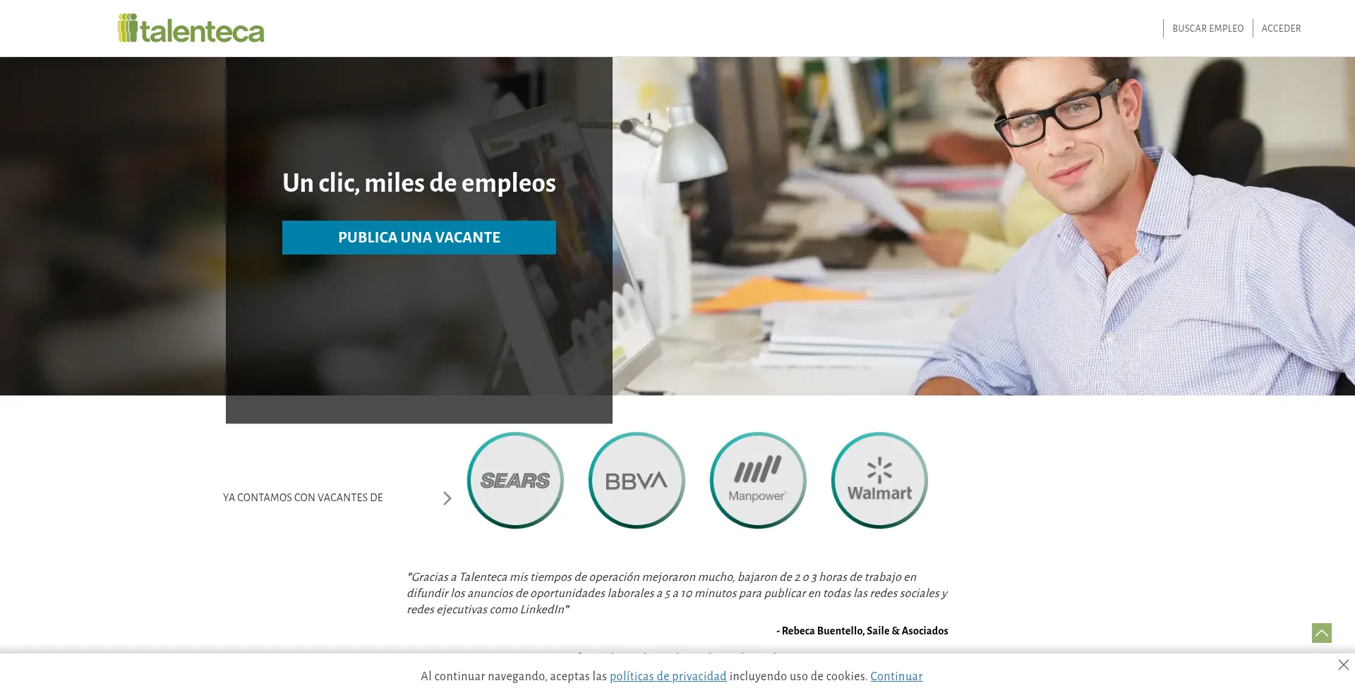 Website screenshot of Talenteca.com