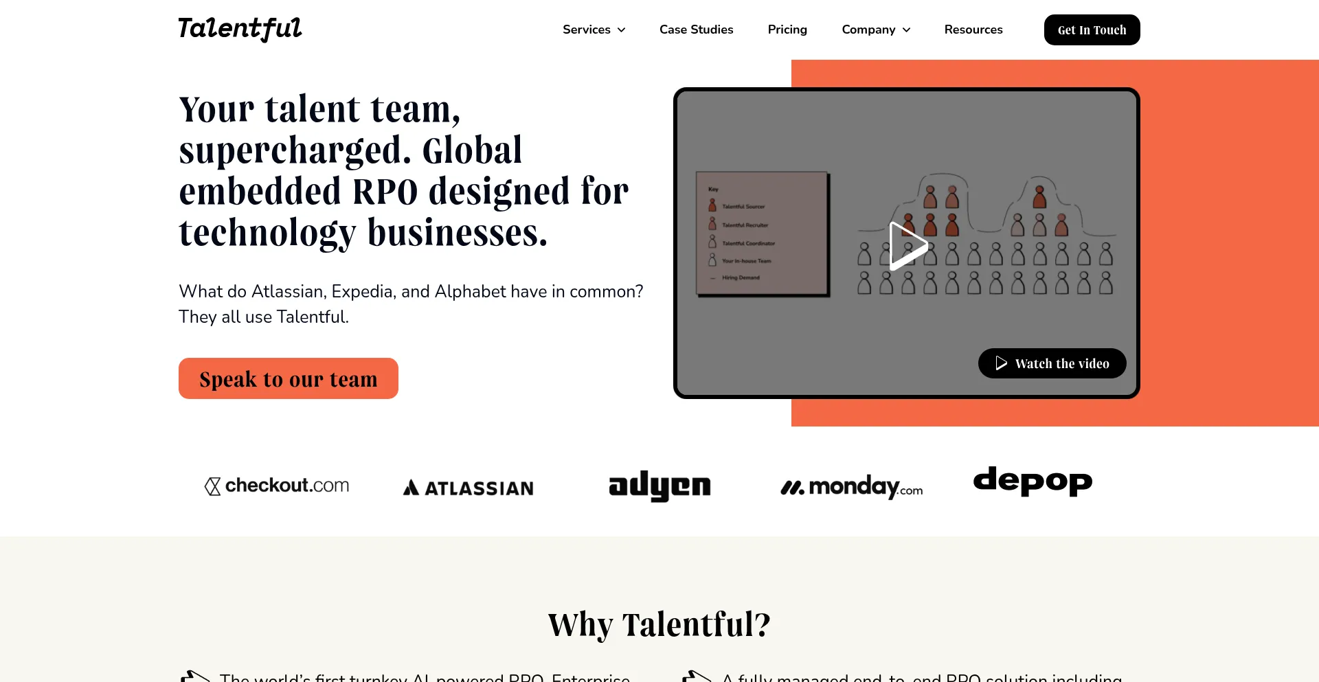 Website screenshot of Talentful.com