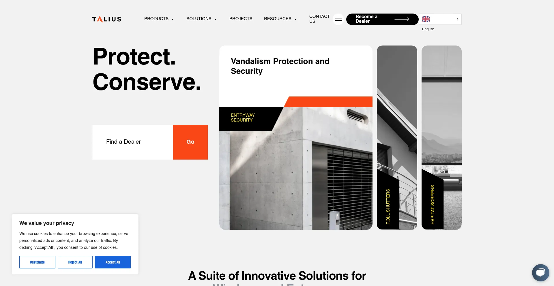 Website screenshot of Talius.com