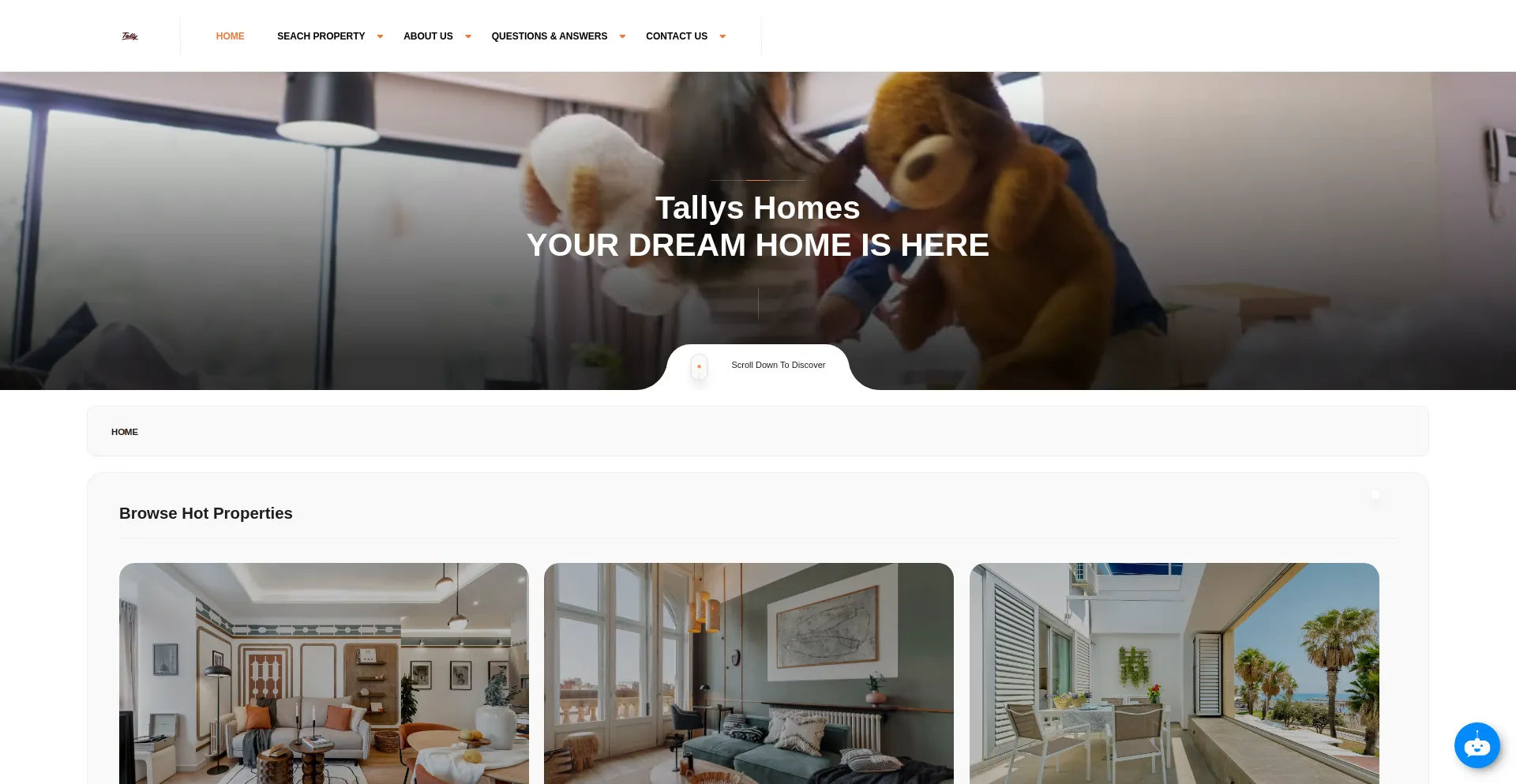 Website screenshot of Tallyehomes.com