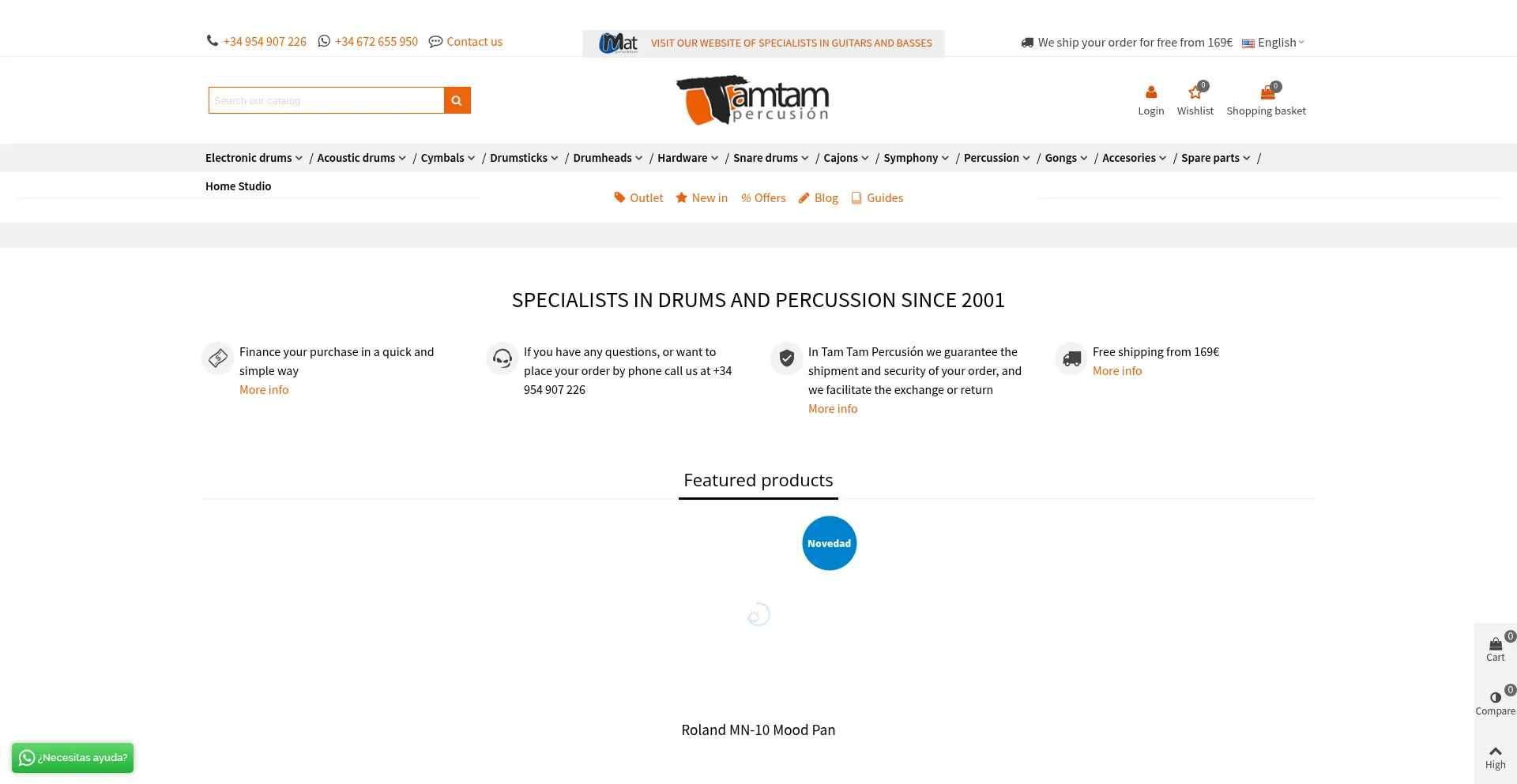 Website screenshot of Tamtampercusion.com