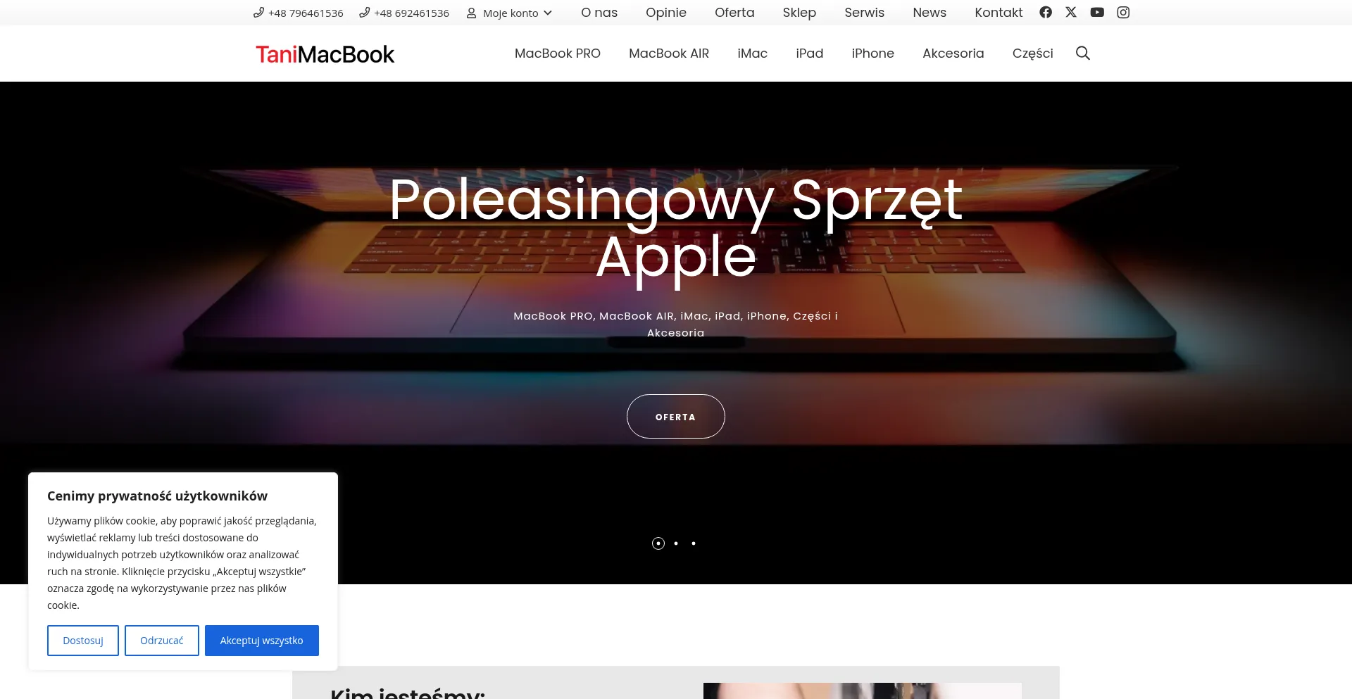 Website screenshot of Tanimacbook.pl