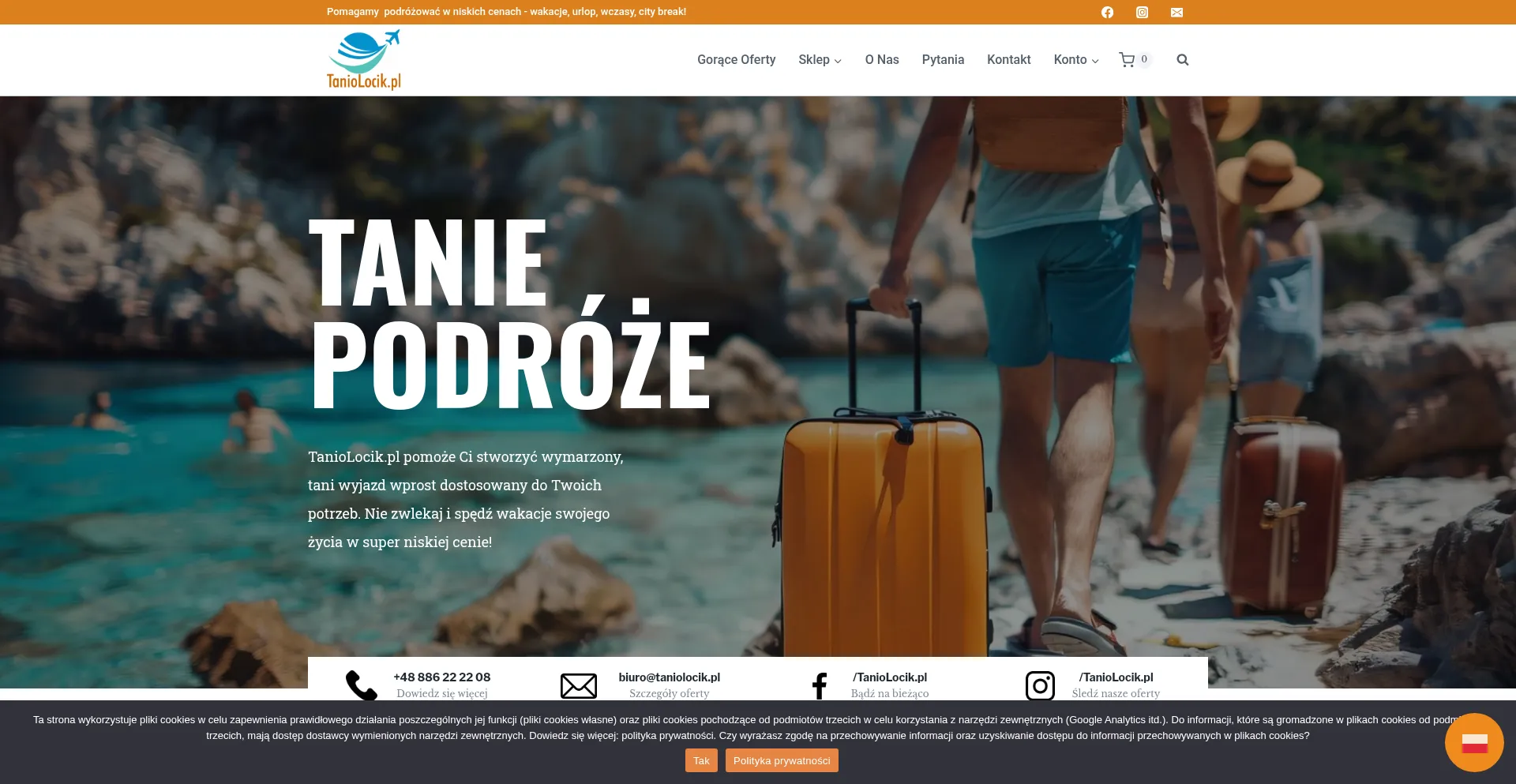 Website screenshot of Taniolocik.pl