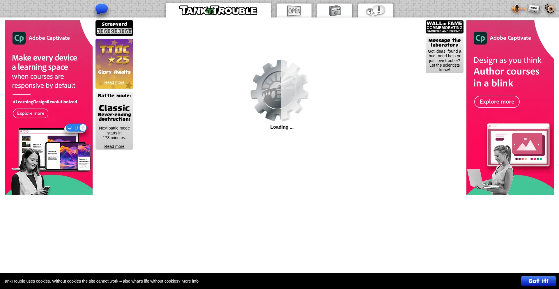 Website screenshot of Tanktrouble.com