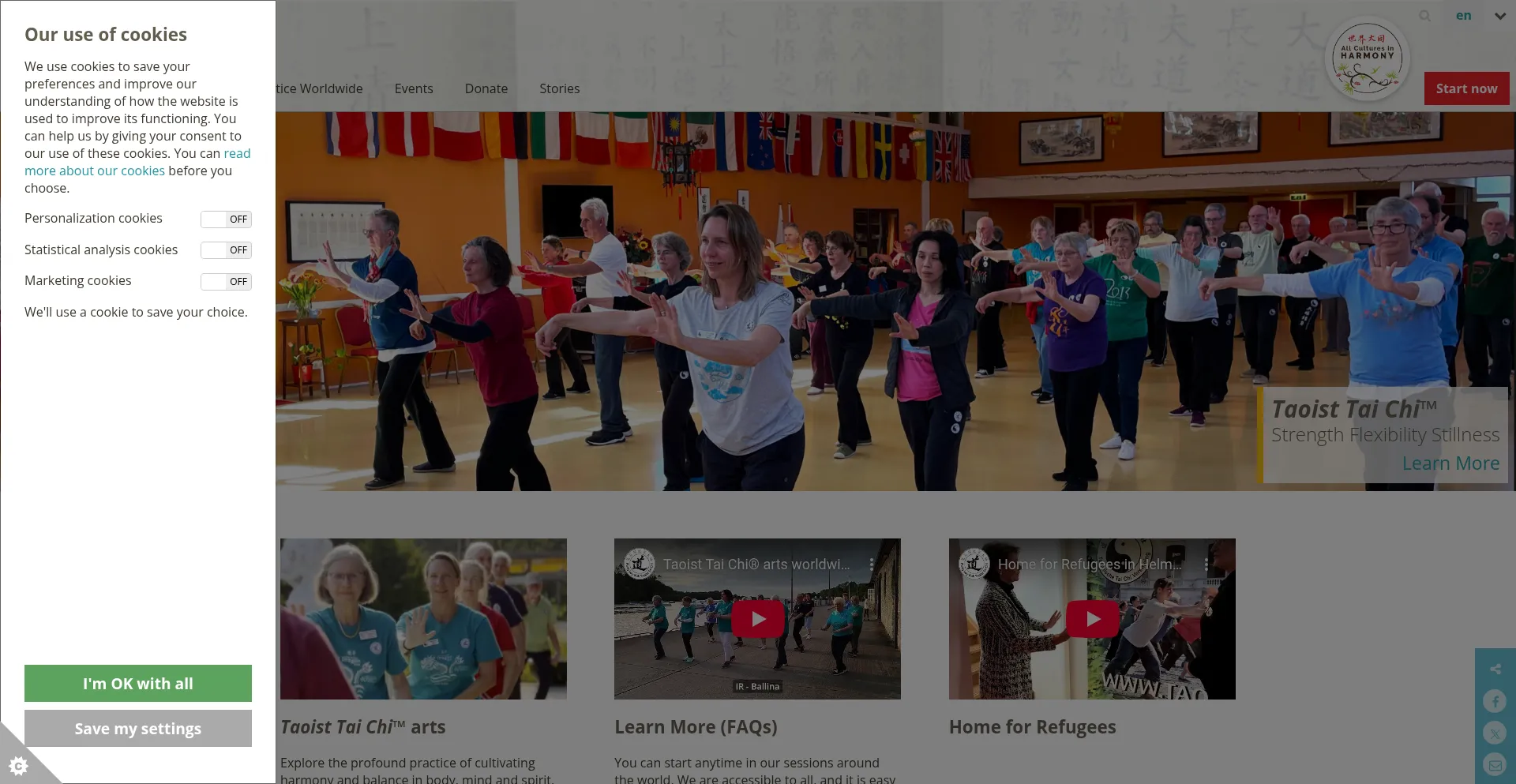 Website screenshot of Taoisttaichi.org