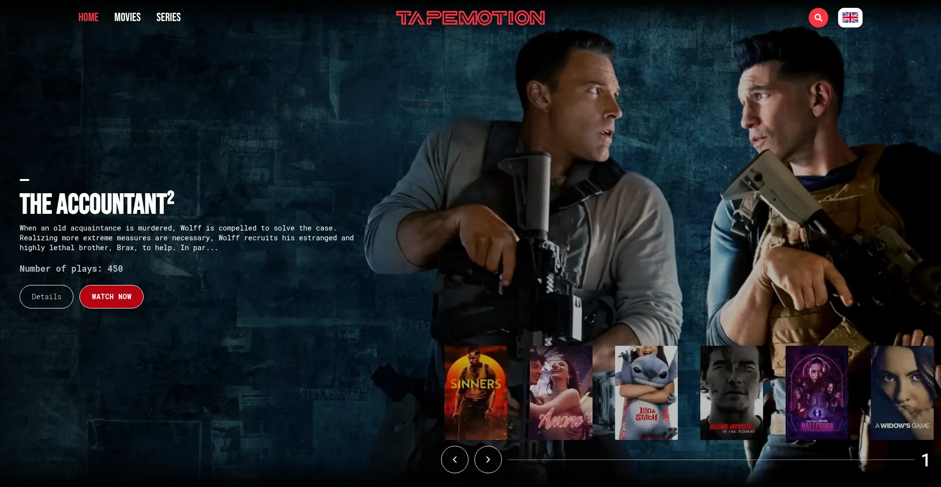 Website screenshot of Tapemotion.com