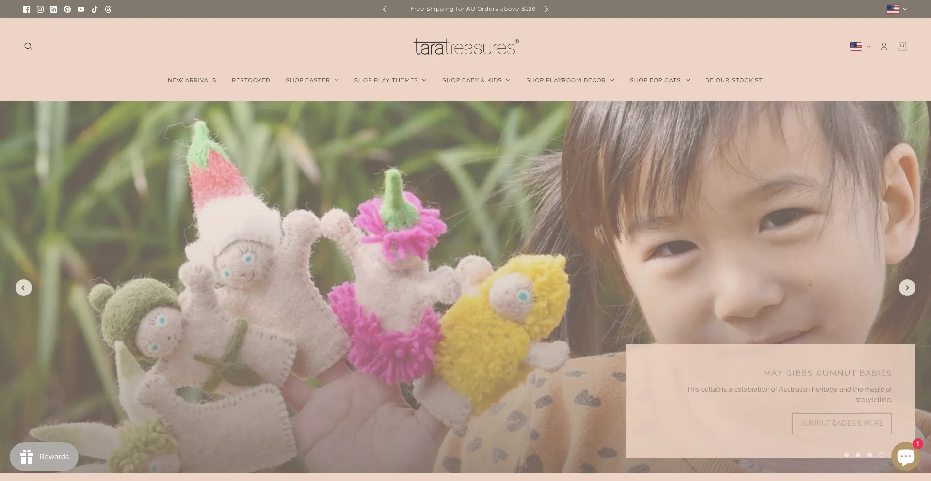 Website screenshot of Taratreasures.com