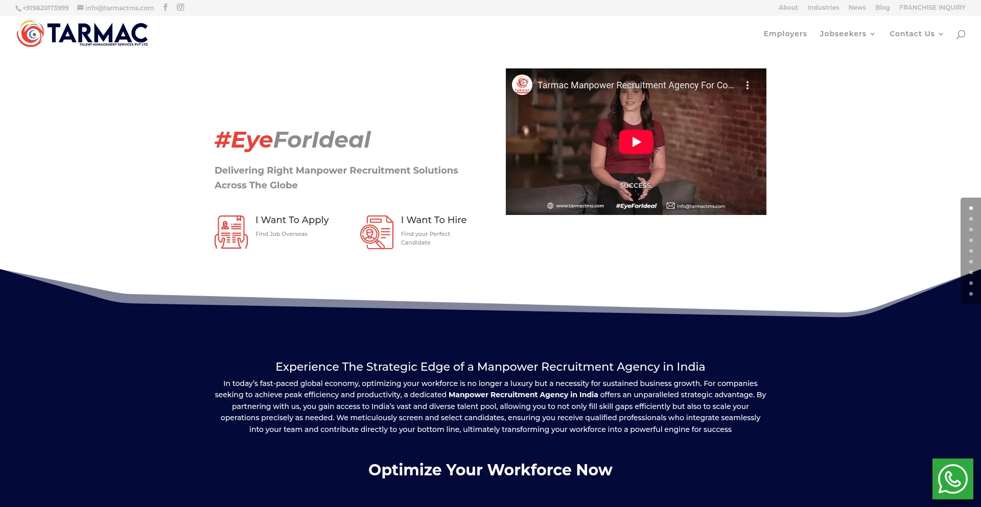 Website screenshot of Tarmactms.com