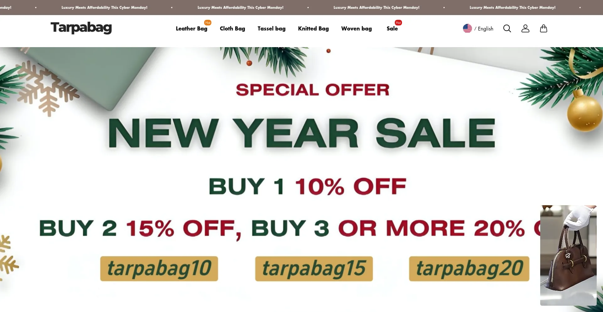 Website screenshot of Tarpabag.com