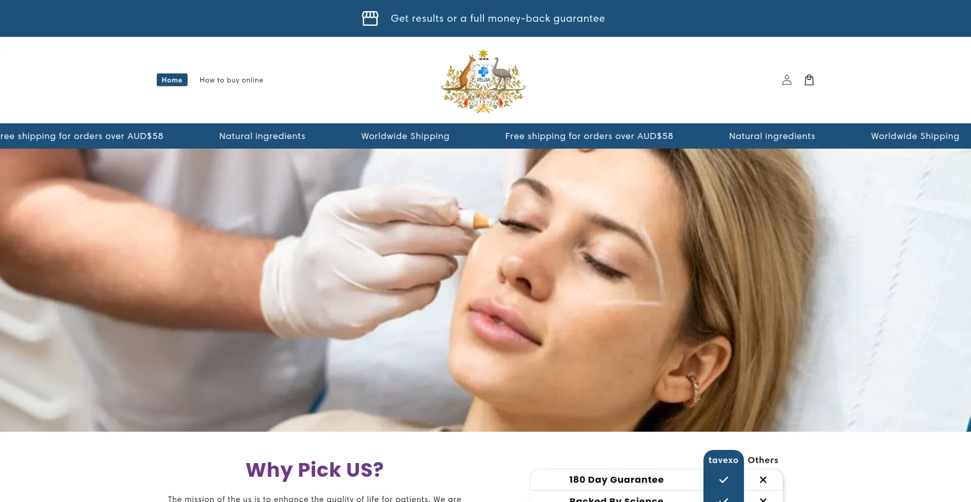 Website screenshot of Tavexo.net