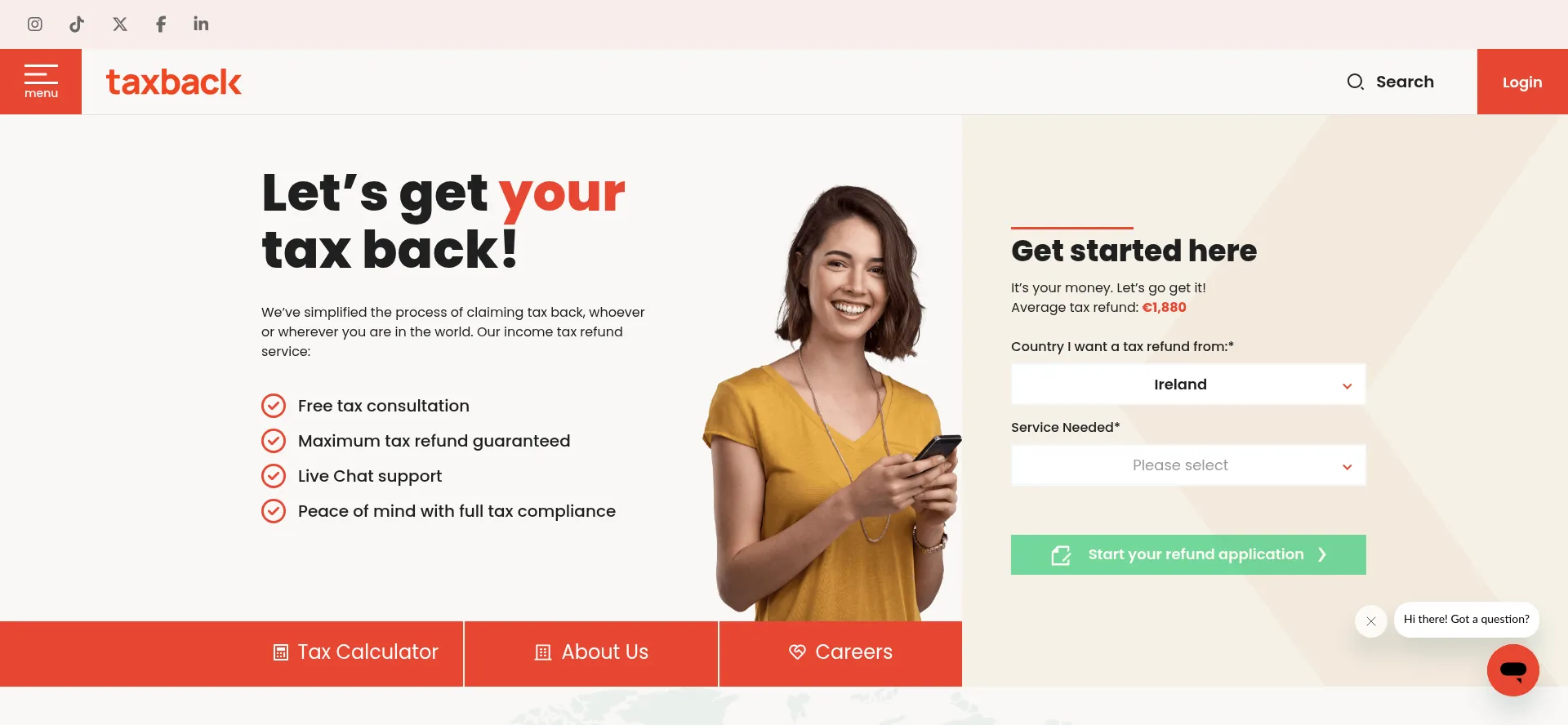 Taxback.com Screenshot