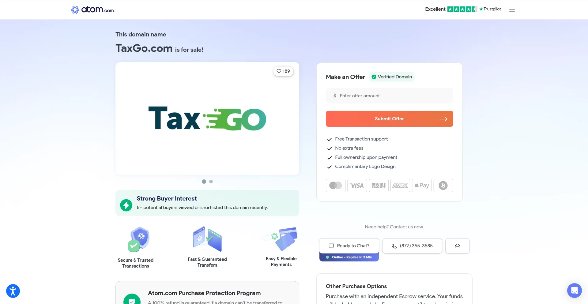 Website screenshot of Taxgo.com