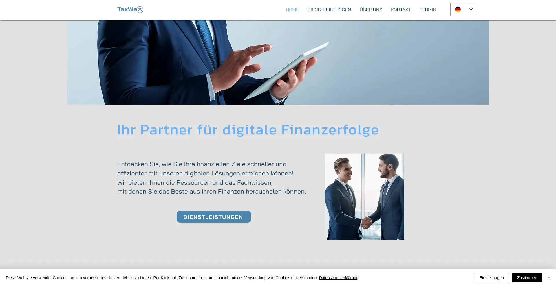Website screenshot of Taxwax.de