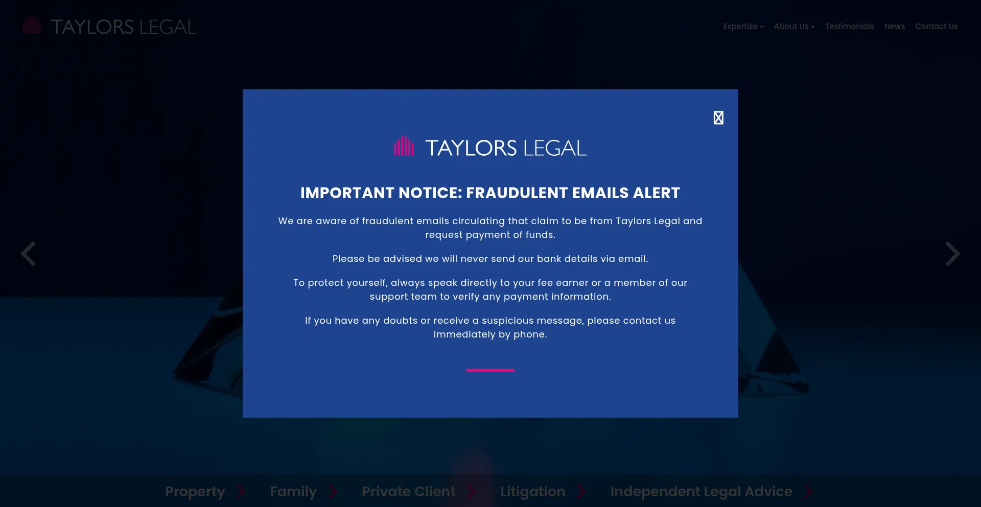 Website screenshot of Taylorslegal.com