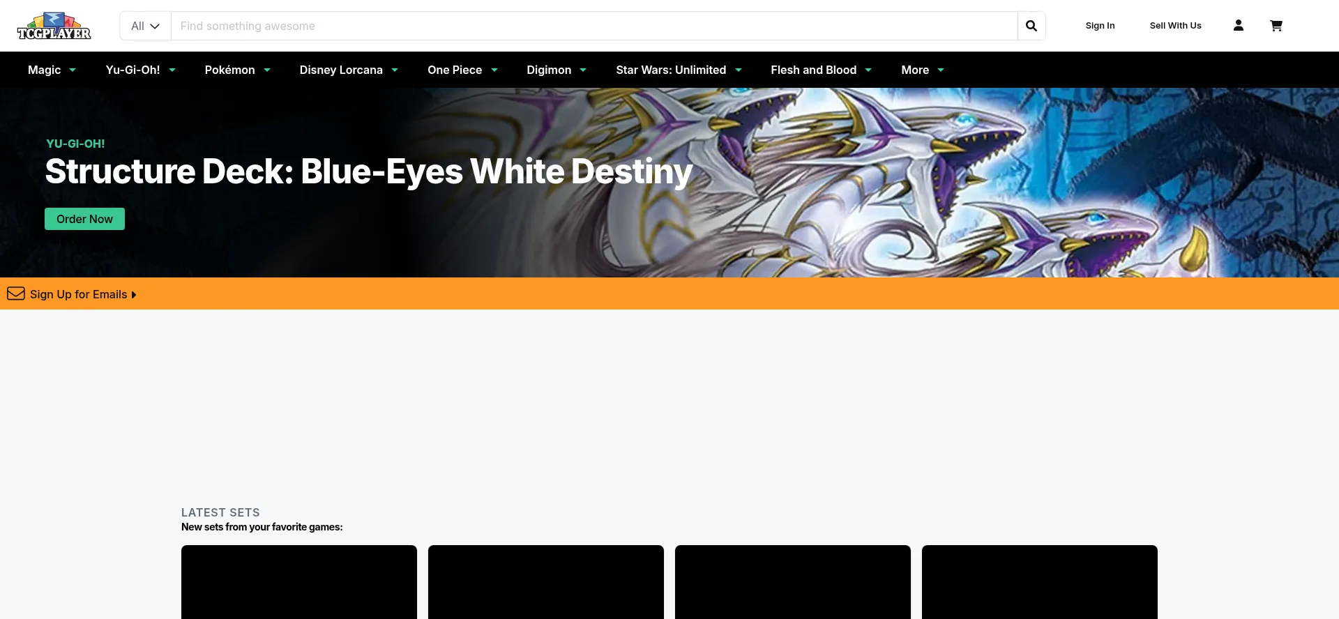 Website screenshot of Tcgplayer.com