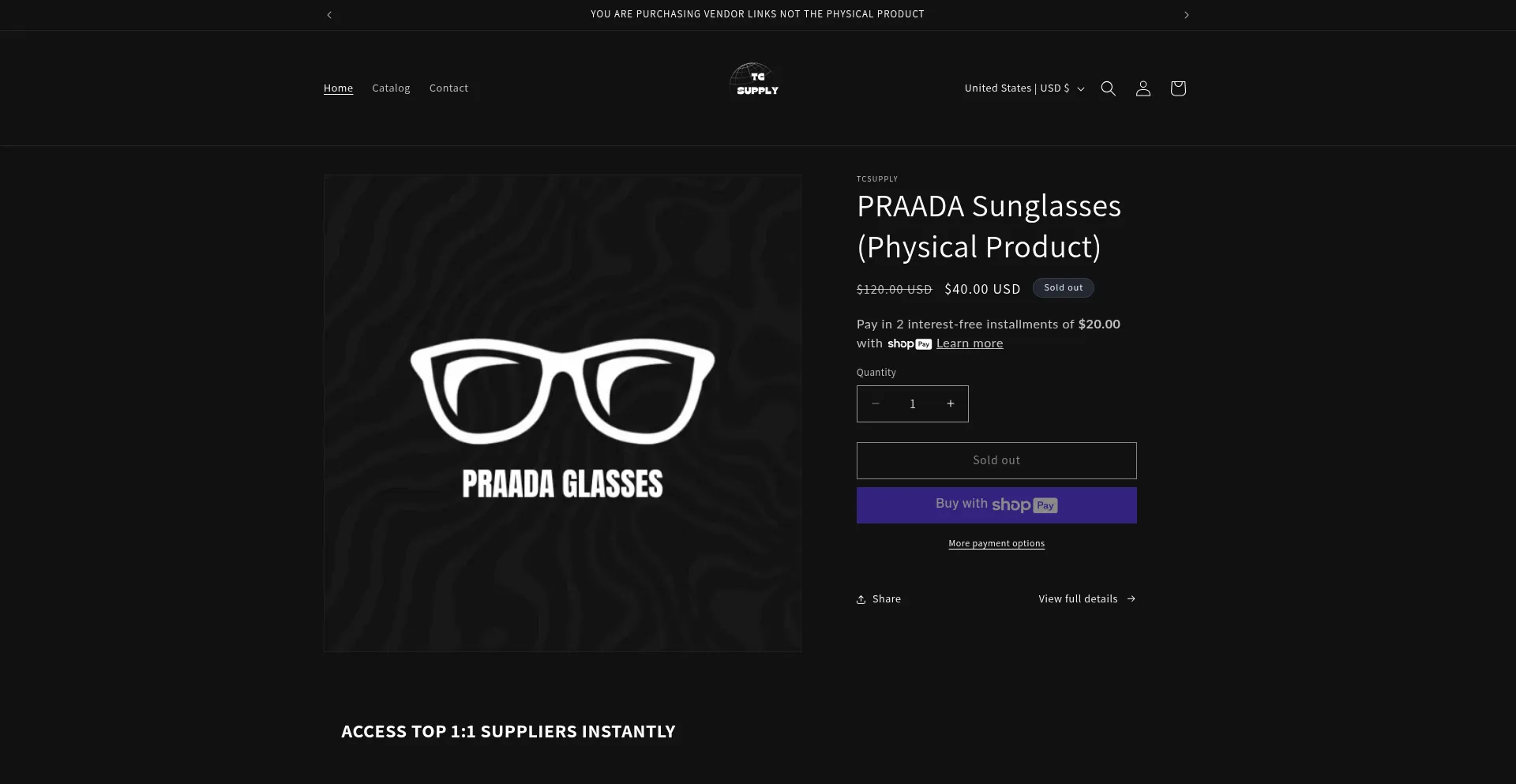 Website screenshot of Tcsupply.shop