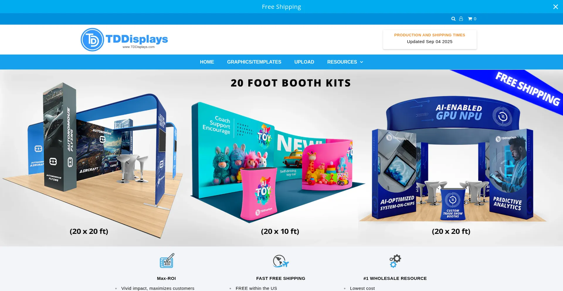 Website screenshot of Tddisplays.com