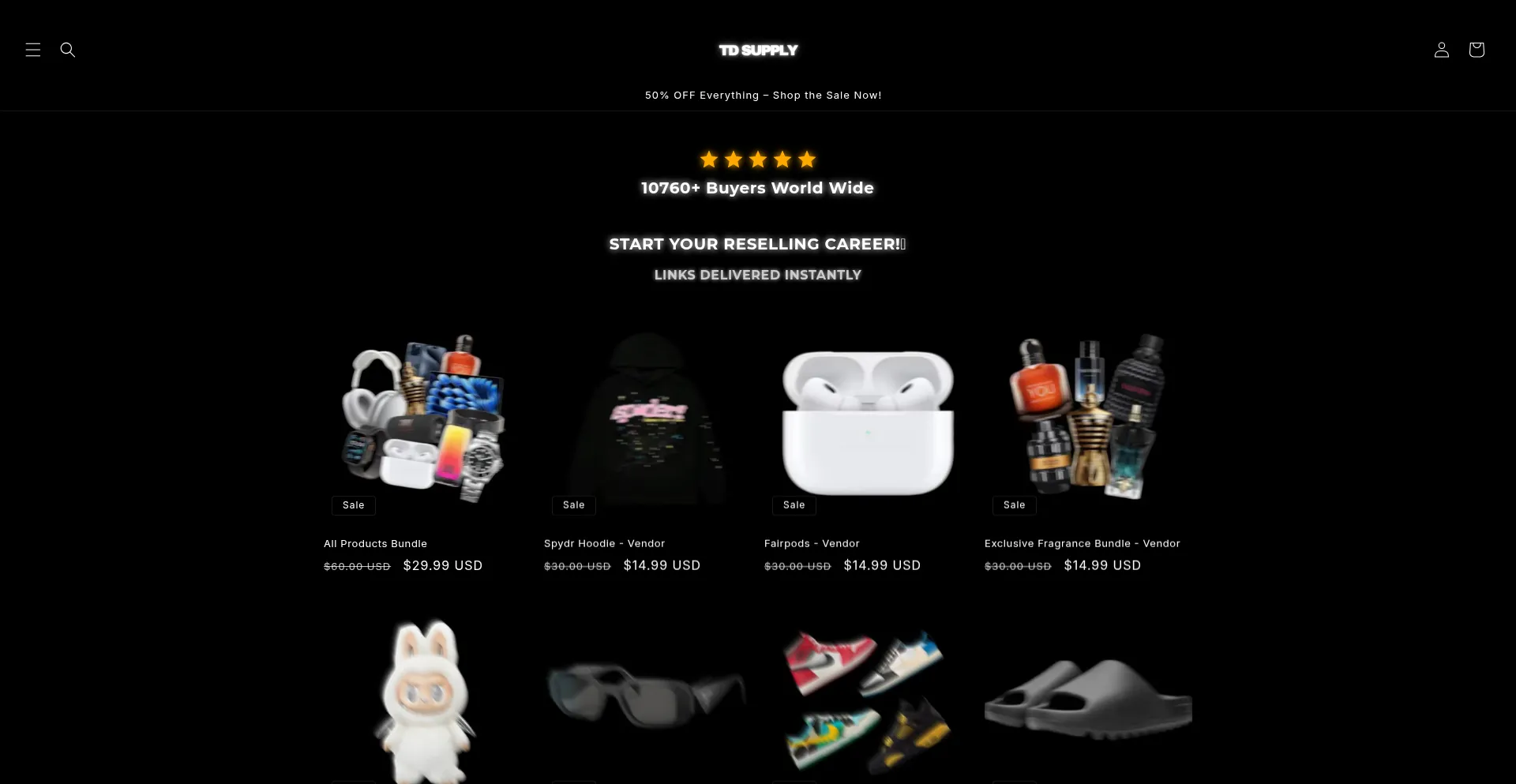 Website screenshot of Tdsupply.shop