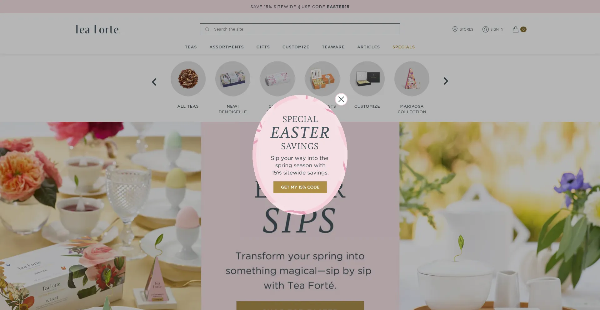 Website screenshot of Teaforte.com