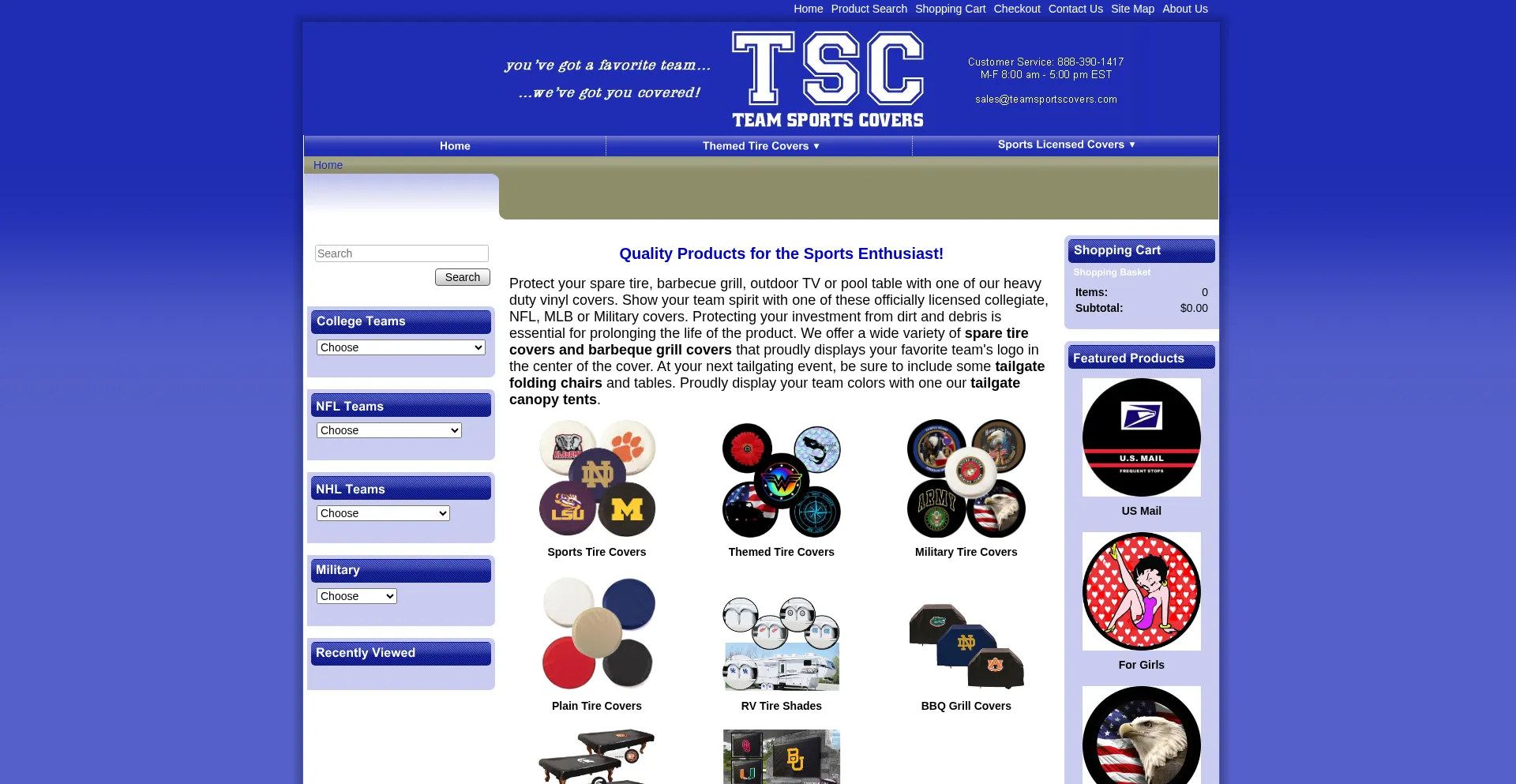 Website screenshot of Teamsportscovers.com
