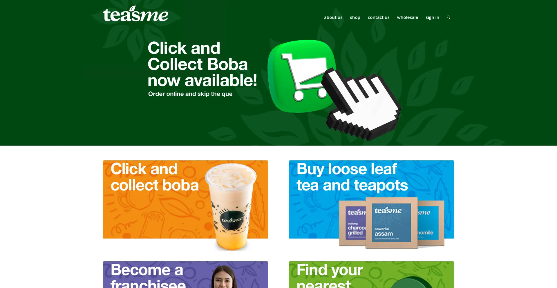 Website screenshot of Teasme.co.nz