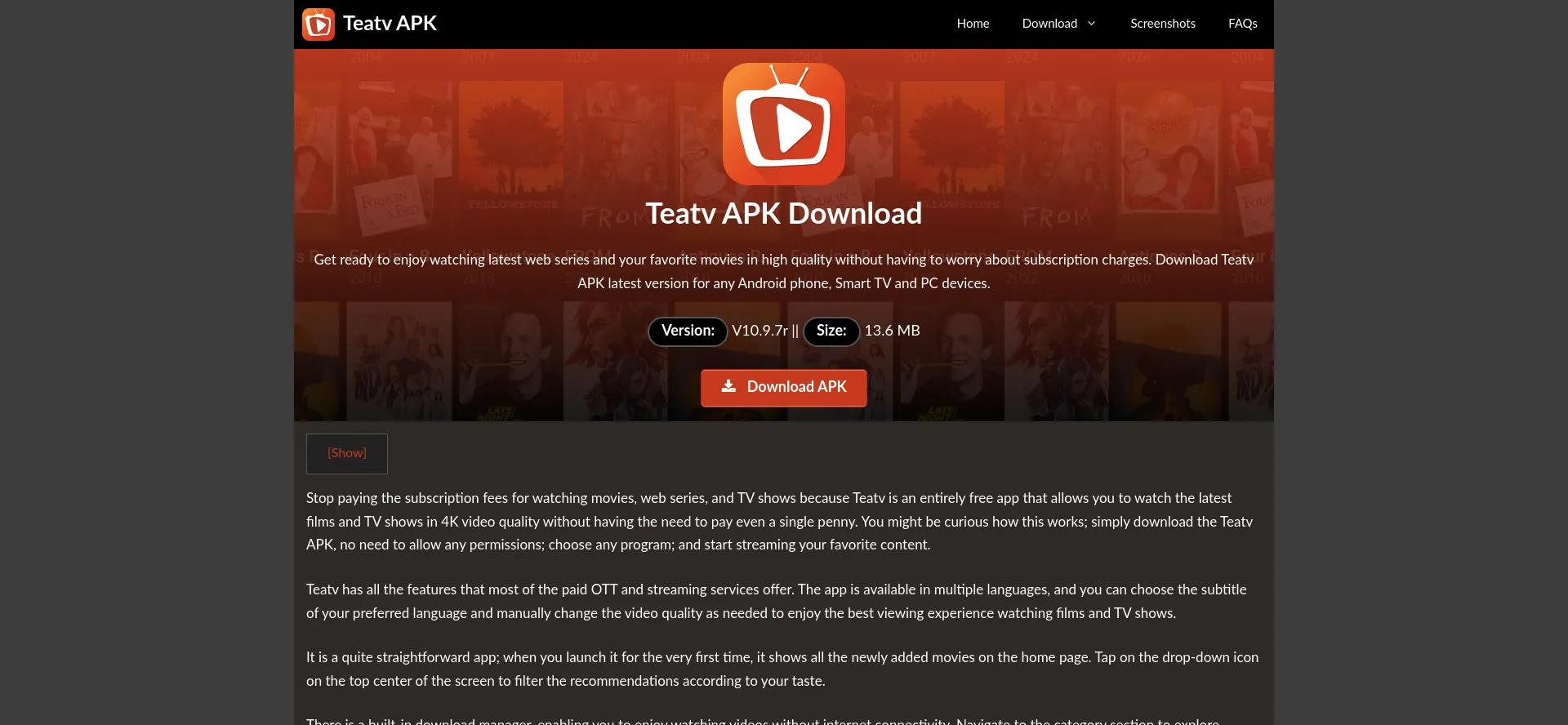 Website screenshot of Teatvapp.net