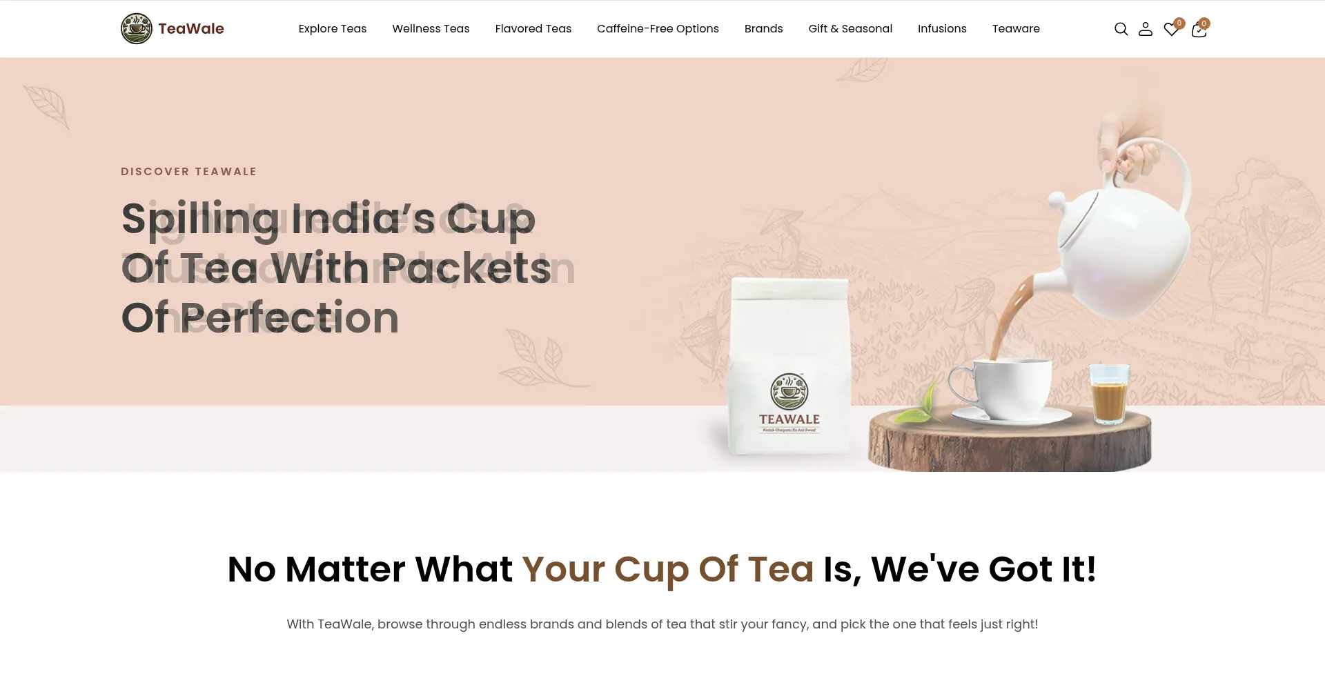 Website screenshot of Teawale.com