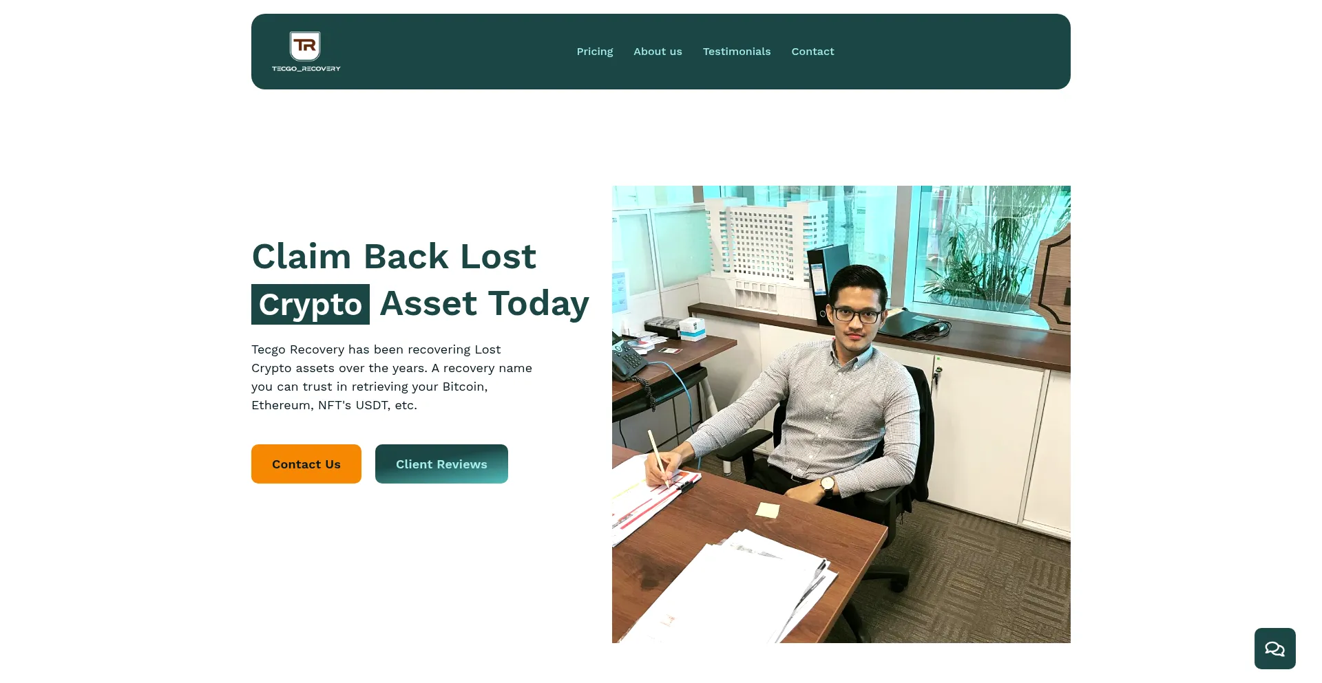 Website screenshot of Tecgorecovery.com