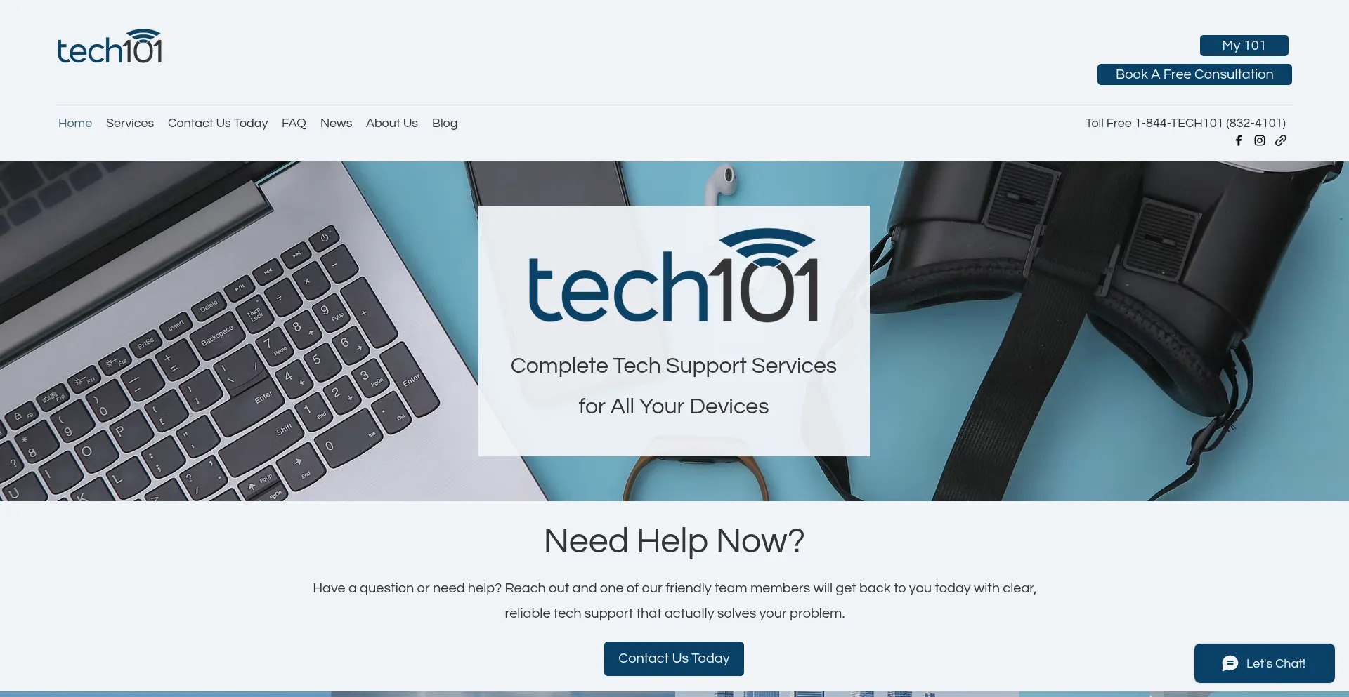 Website screenshot of Tech101.ca