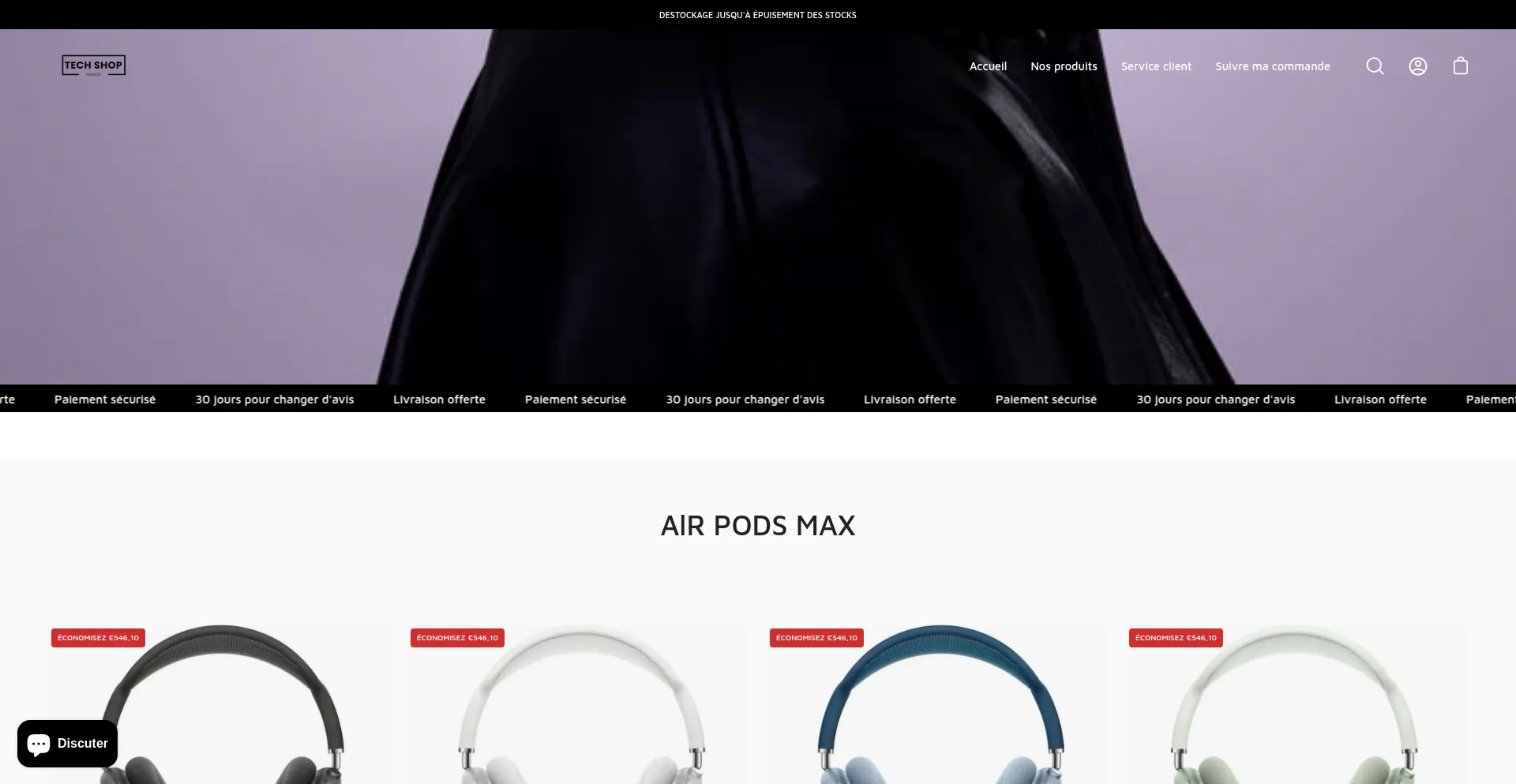 Website screenshot of Tech-shopfr.com