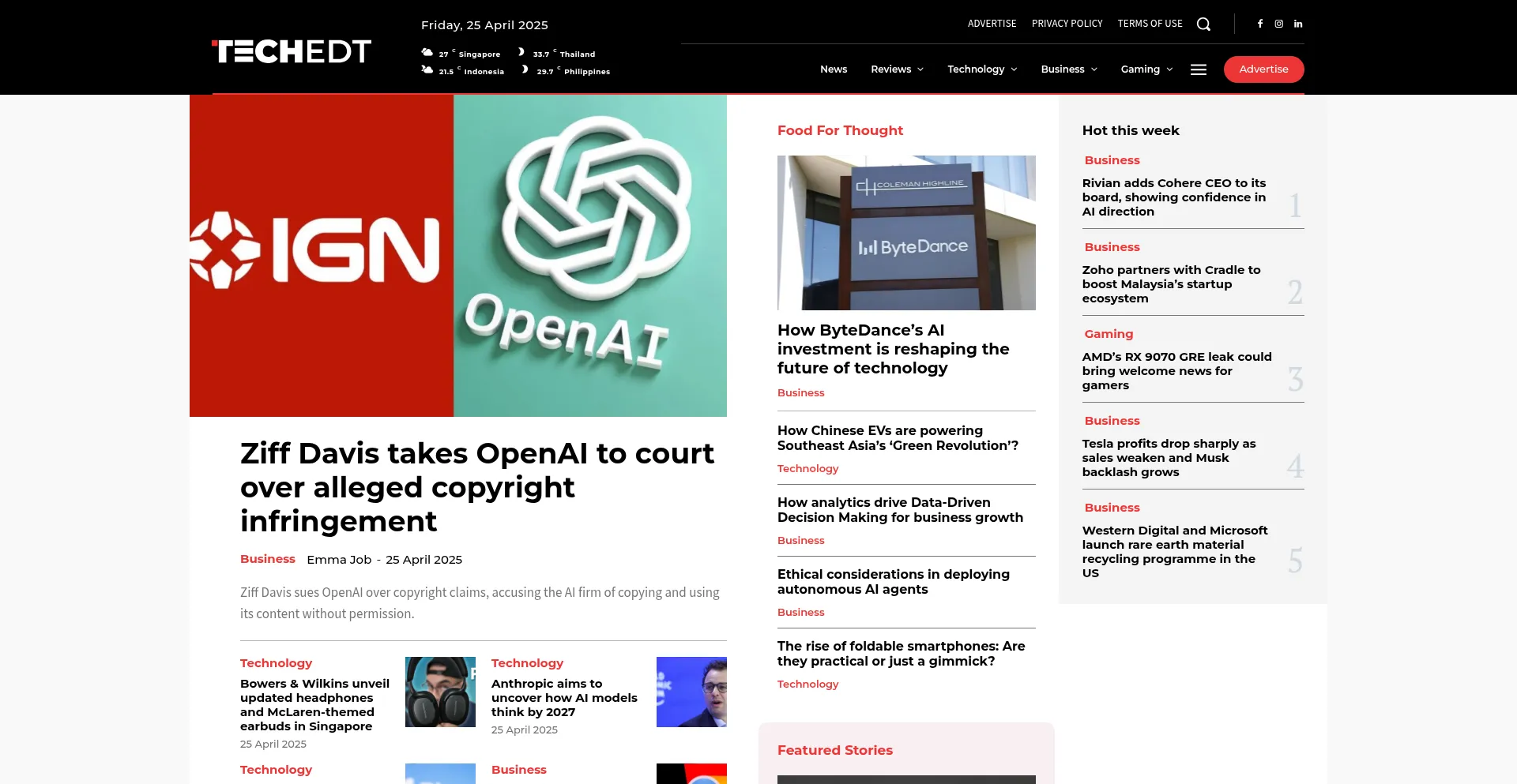 Website screenshot of Techedt.com
