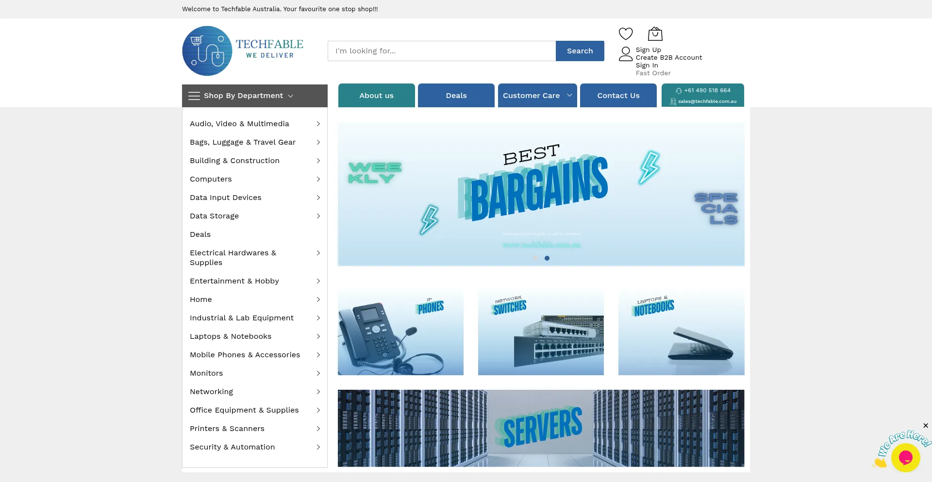 Website screenshot of Techfable.com.au