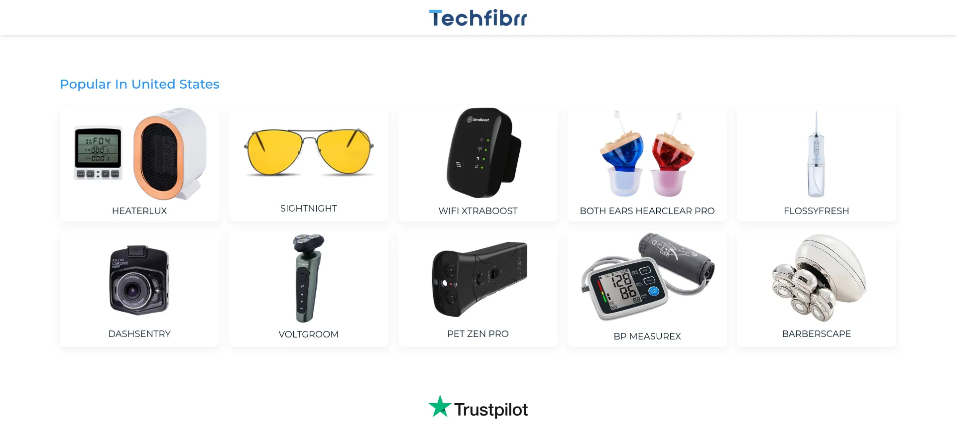 Website screenshot of Techfibrr.com
