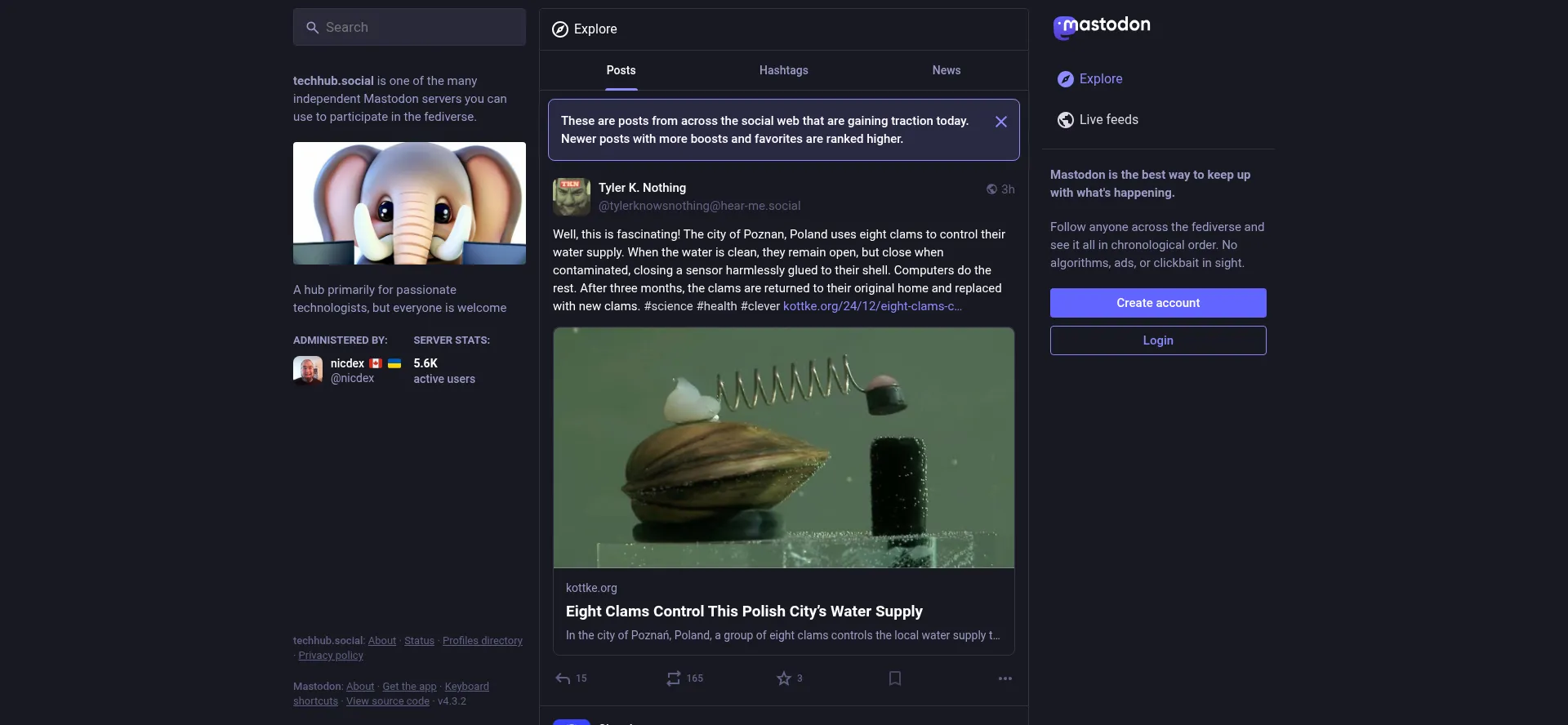 Website screenshot of Techhub.social