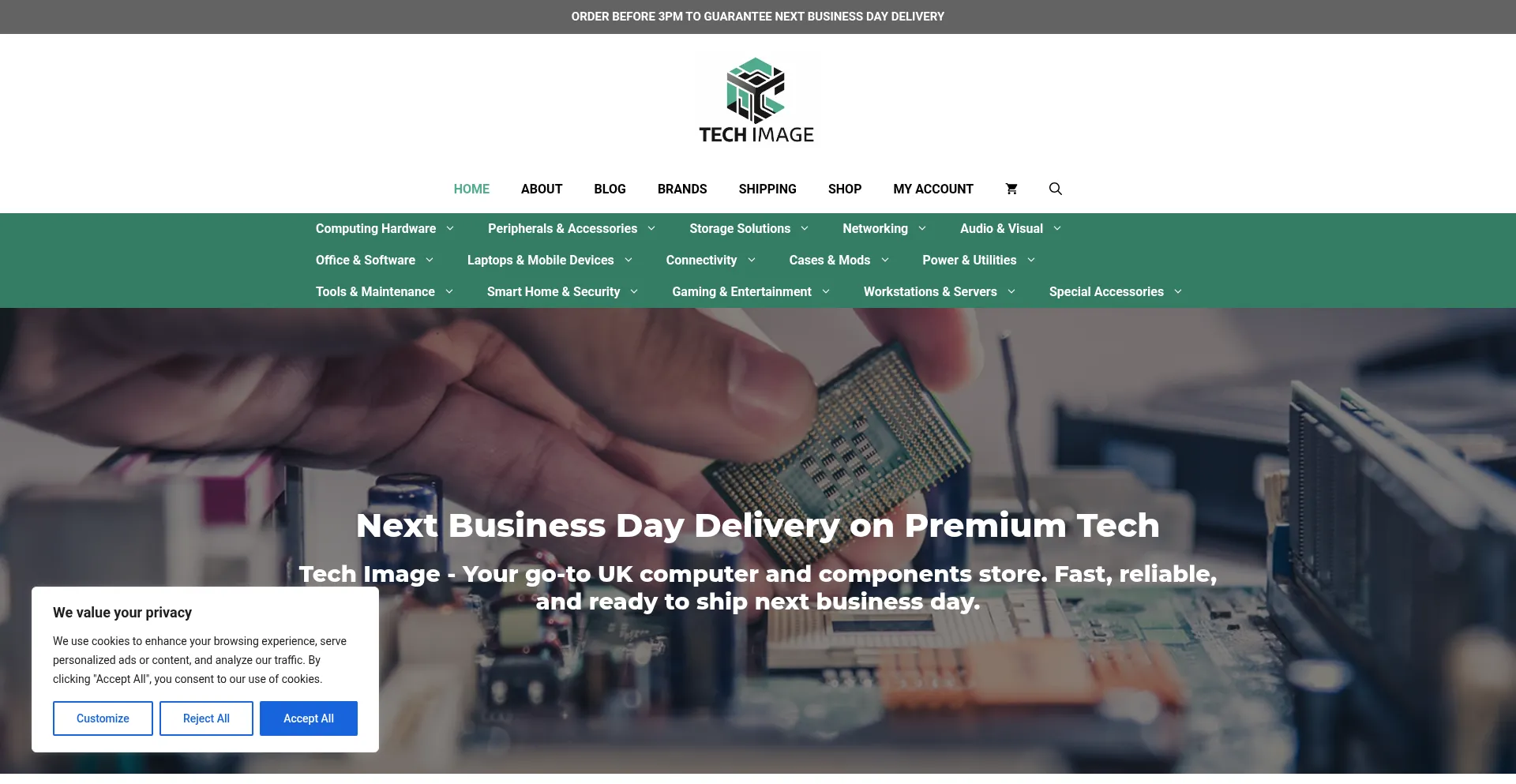 Website screenshot of Techimage.co.uk