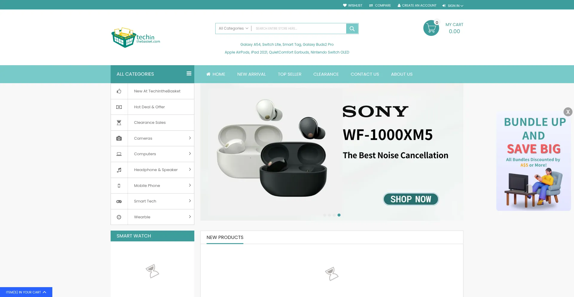 Website screenshot of Techinthebasket.com.au