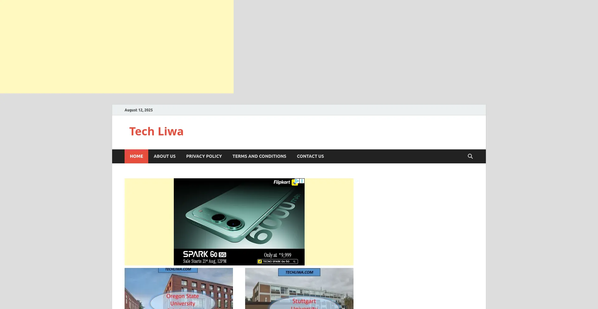 Website screenshot of Techliwa.com