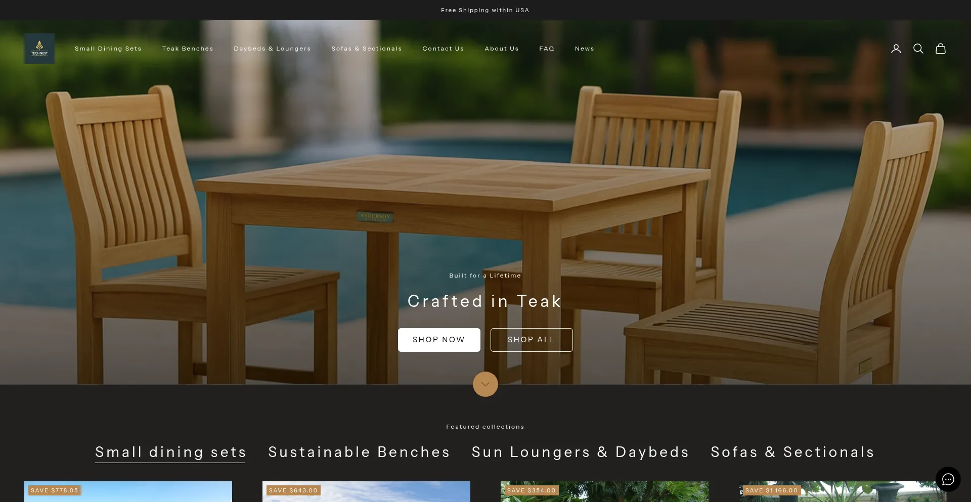 Website screenshot of Technestoutdoors.com