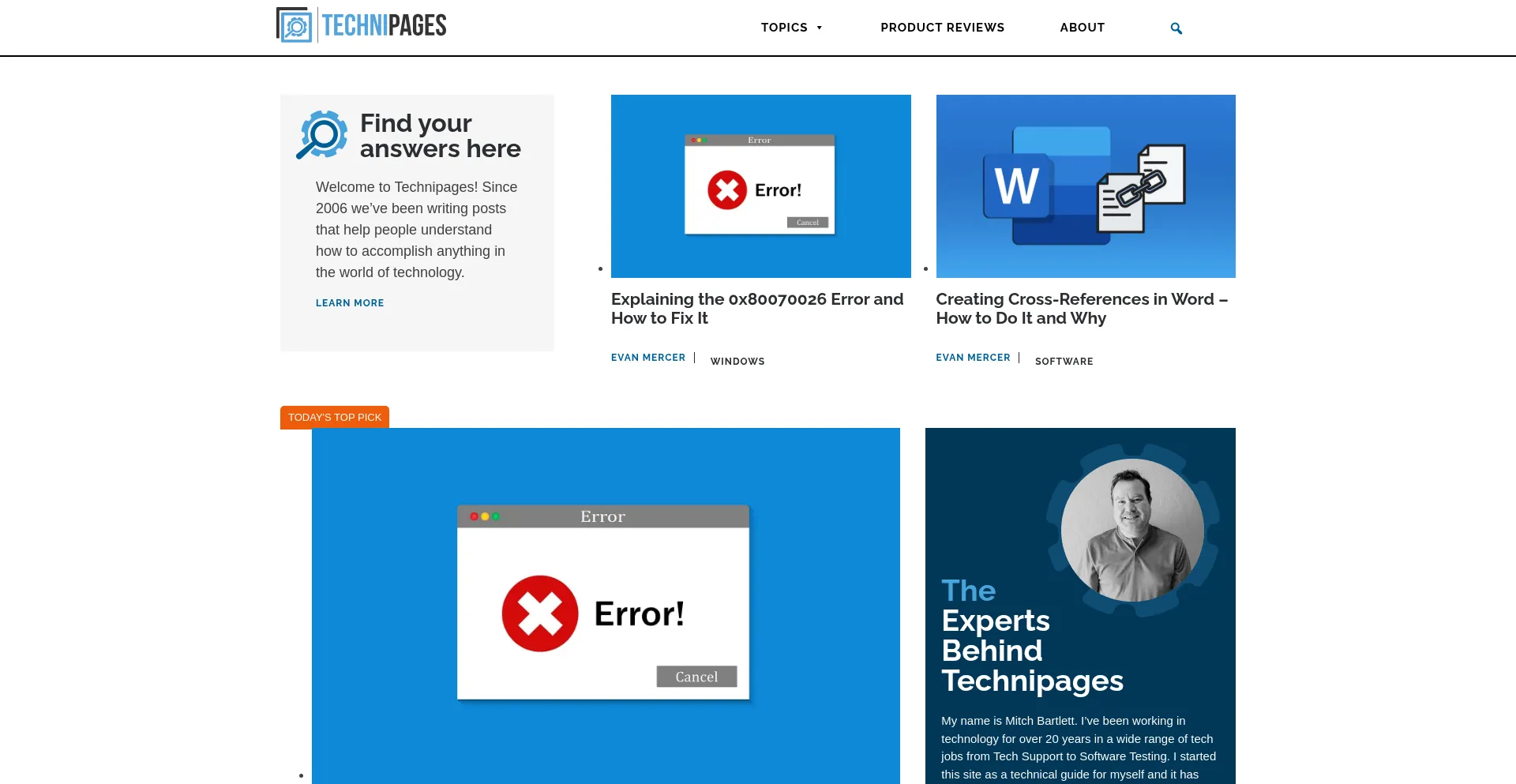 Website screenshot of Technipages.com