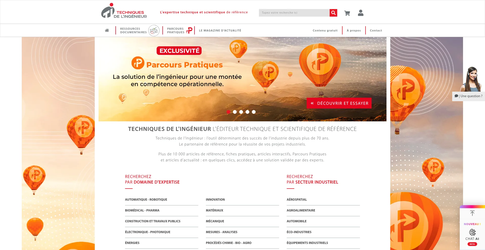 Website screenshot of Techniques-ingenieur.fr