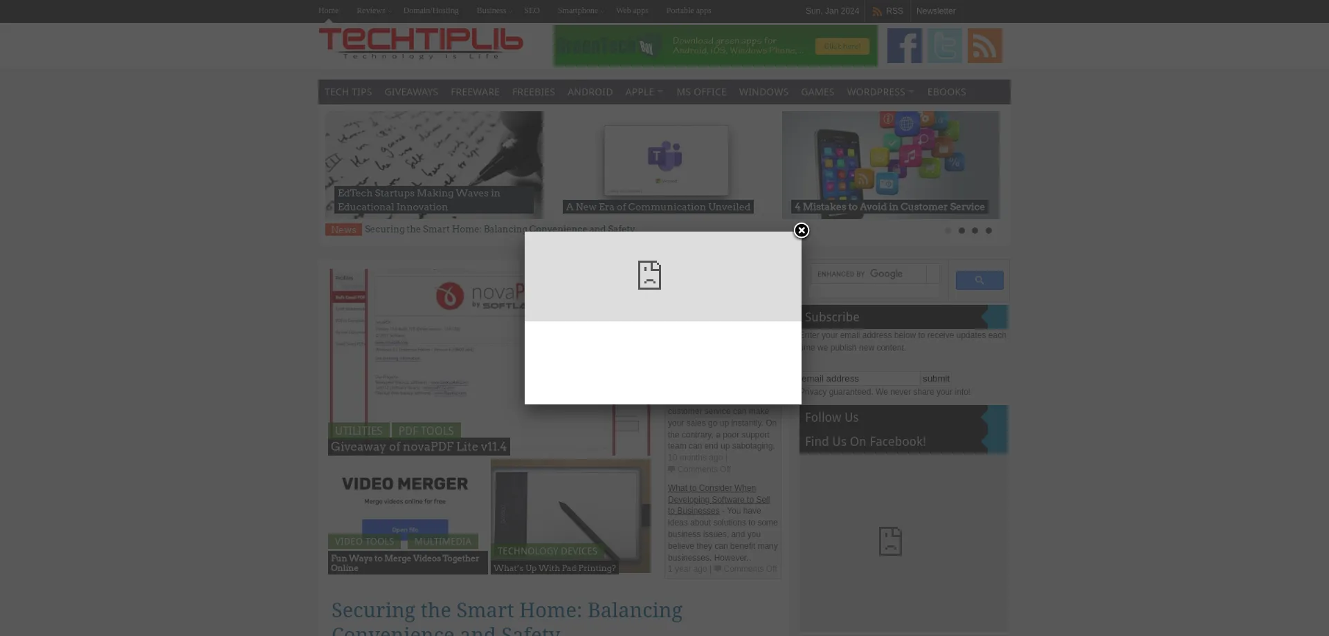 Website screenshot of Techtiplib.com