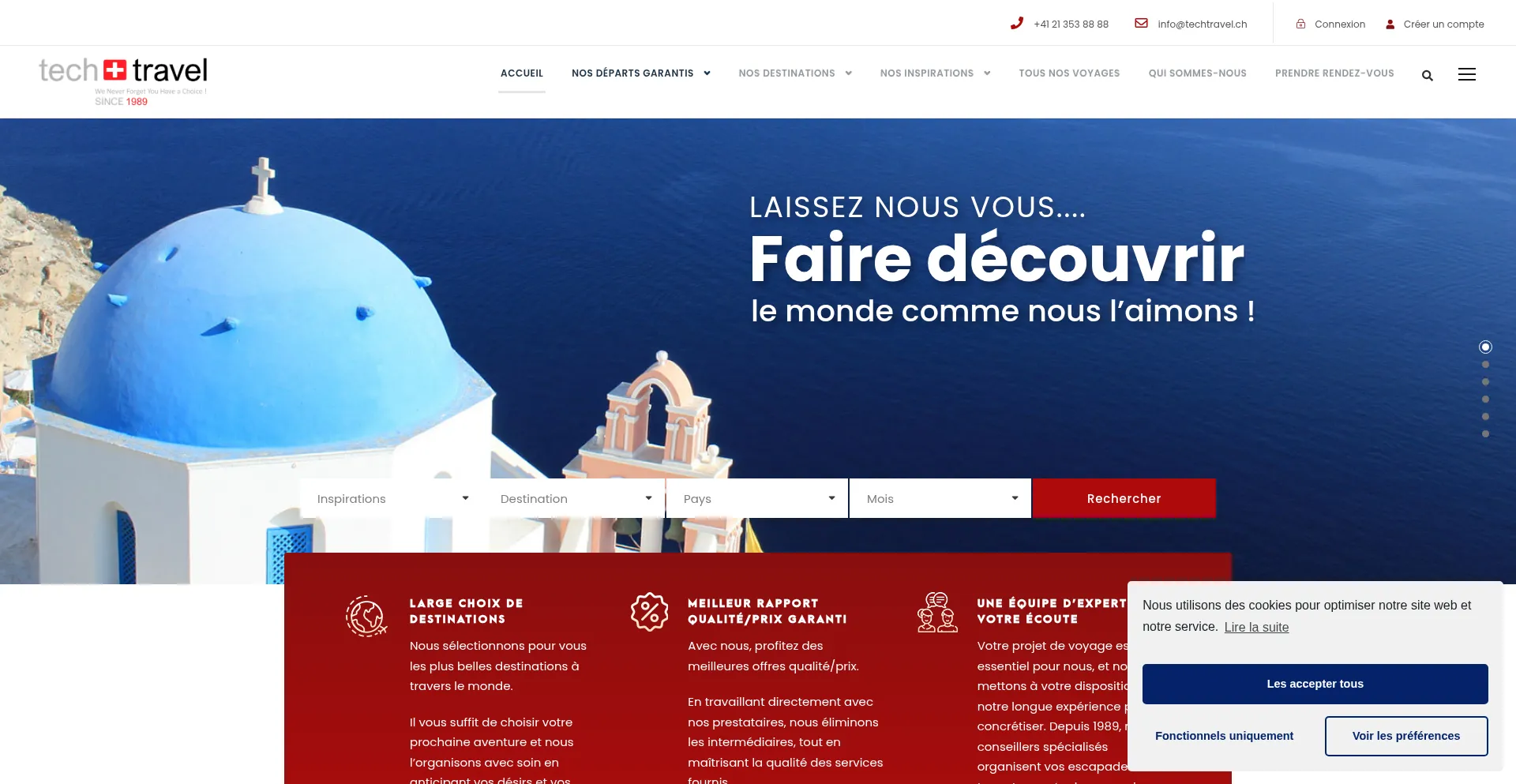 Website screenshot of Techtravel.ch