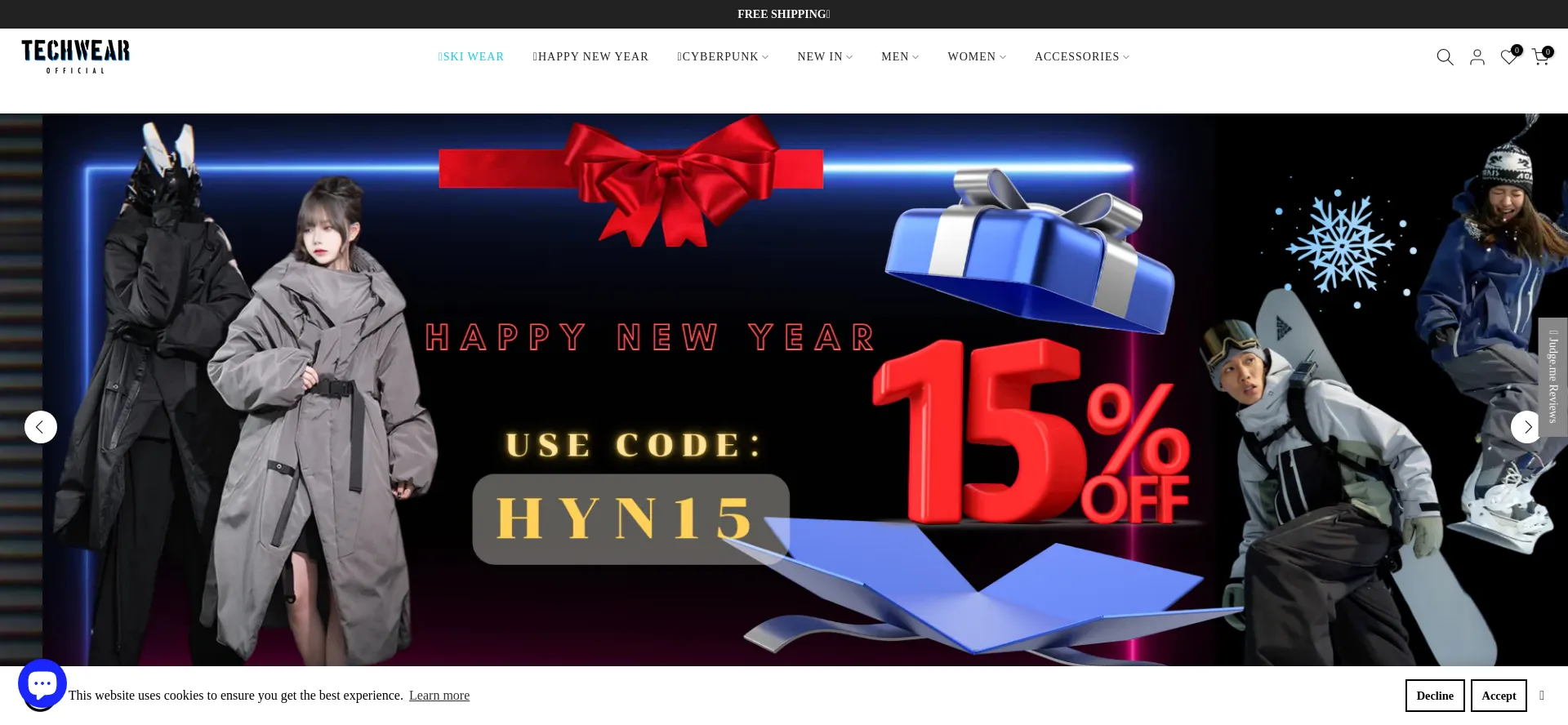 Website screenshot of Techwearofficial.com