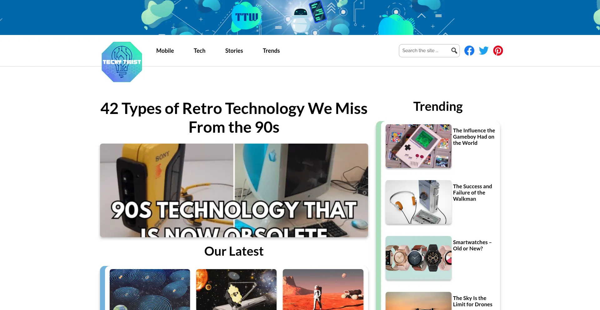 Website screenshot of Techytwist.com