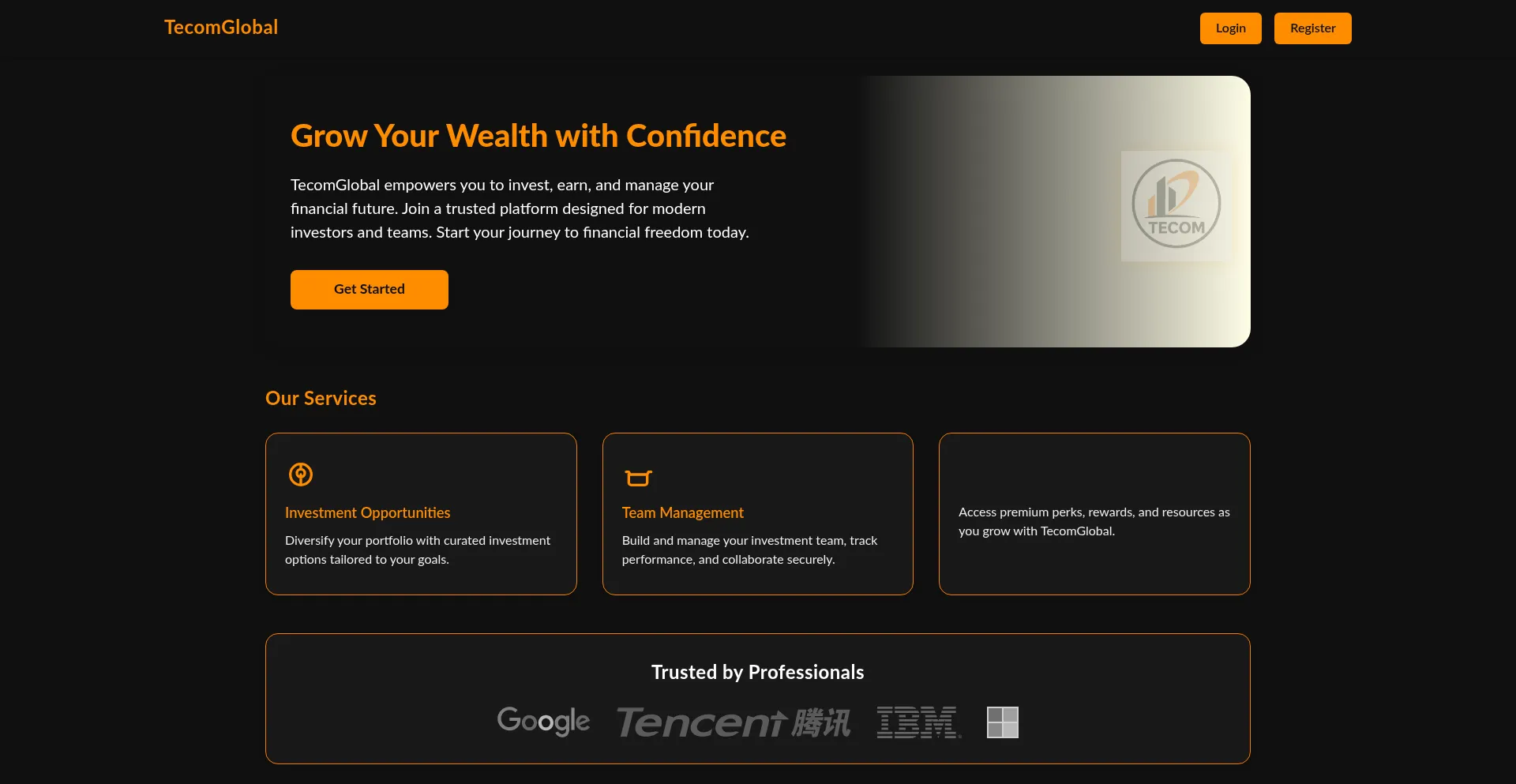 Website screenshot of Tecomglobal.com