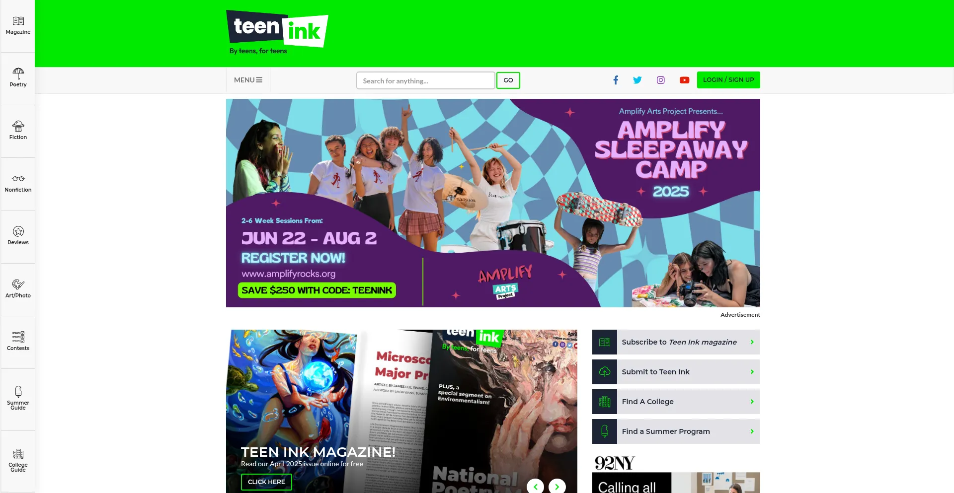 Teenink.com Screenshot