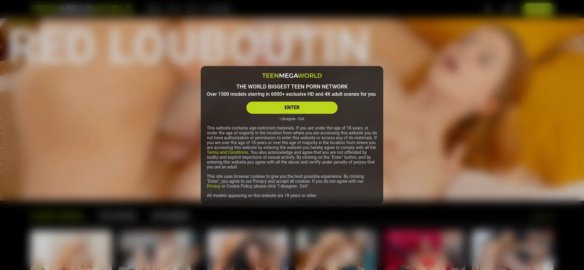 Website screenshot of Teenmegaworld.net