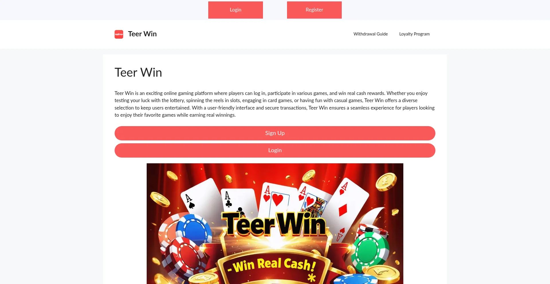 Website screenshot of Teer-win.bet