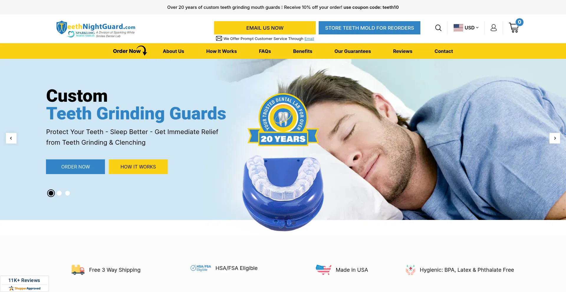 Website screenshot of Teethnightguard.com
