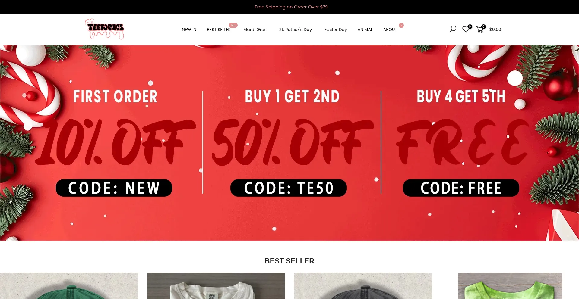 Website screenshot of Teetopics.com